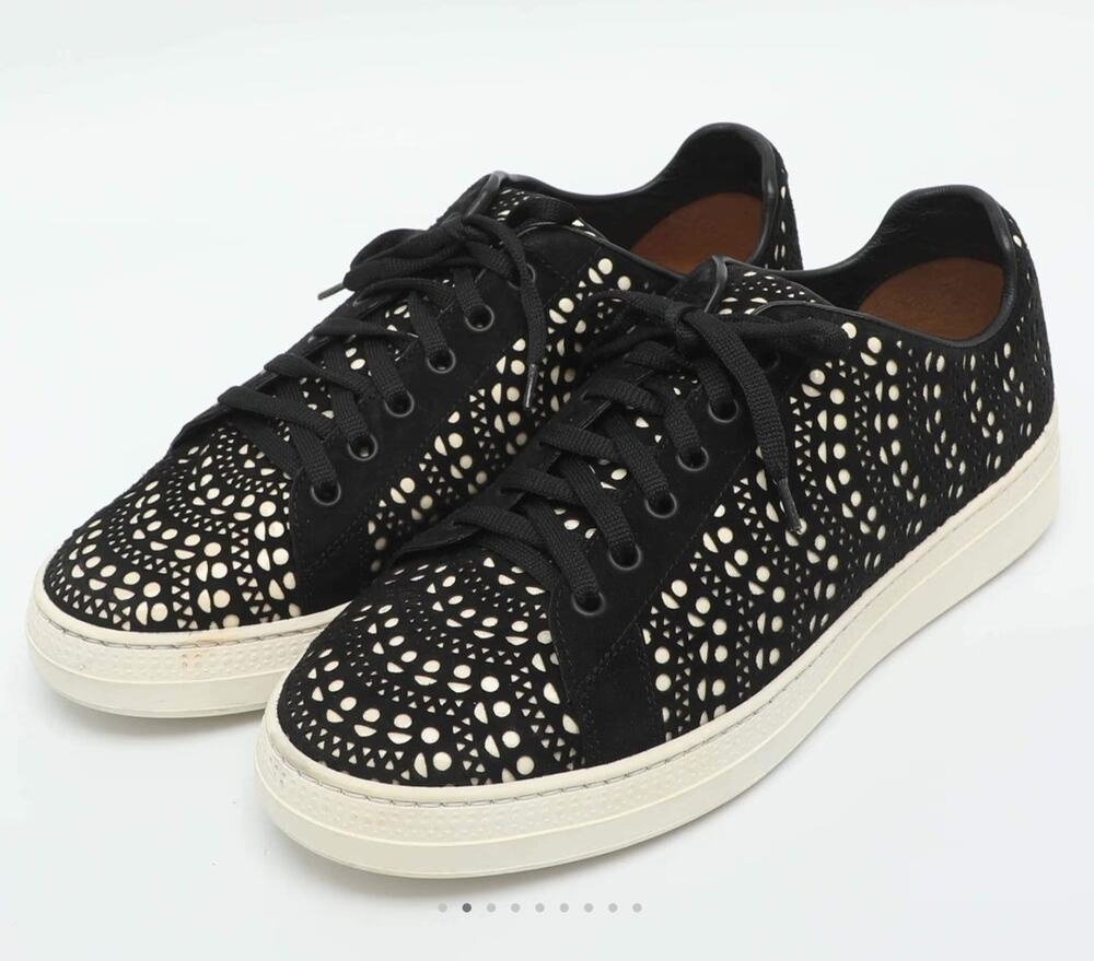 Alaia Paris Womens Black Laser Cut Leather Low Top Lace-Up Sneaker Shoes Size 39